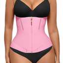 FeelinGirl Womens Waist Trainer Tummy Control Waist Cincher Trimmer with Hooks Steel Bones Slimming Workout Girdle Pink XS