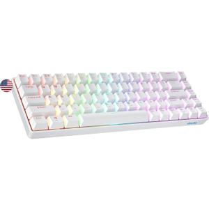 Geeky GK65 65% | Hot Swappable Mechanical Gaming Keyboard | 68 Keys Multi Color RGB LED Backlit for PC/Mac Gamer | ANSI US American Layout (White, Mechanical Speed Yellow)
