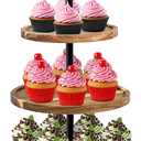 Perco Cupcake Stand, 3 Tier Wooden Tiered Display Stand for 20 Cupcakes  Wood Dessert Table Display Set, Tiered Serving Tray for Weddings, Birthdays, Baby Showers & Events
