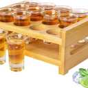 LINALL Shot Glass Set 0.7oz/20ml 12pcs Clear Shot Glass Holder Set Mini Shot Glass Perfect for Party, Bar, Club, Cocktail (12pcs)
