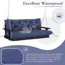 Durable Extra 5" Thick Waterproof Porch Swing Cushions Outdoor 60 inch Swing Cushions 3 Seater Replacement Fade-Resistant with Backrest and Ties, for Outdoor Patio Long Bench Furniture(Navy Blue)
