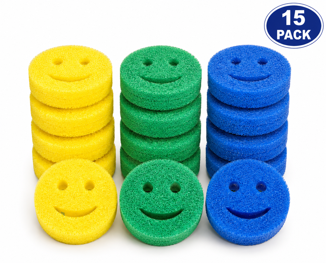 Sponges Set - Variety Colors - Scratch-Free Multipurpose Dish Sponge(15Pack)& 100% Cotton Waffle Weave Kitchen Dish Cloths(2Pack) for Kitchen, Bathroom, Sink,Stove,Shower