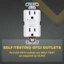 15A GFCI Outlets [3-Pack], ETL Listed, Non-Tamper-Resistant GFI Duplex Receptacles with LED Indicator, Self-Test Ground Fault Circuit Interrupter, White, 3 Piece