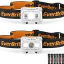 EverBrite LED Headlamp, 4 Lighting Modes, Pivoting Head with Adjustable Headband, IPX4 Water Resistant, Perfect for Running, Camping, Hiking, Christmas, and Emergency, 3 AAA Battery Powered (2 Pack)