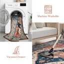 Lahome 8 x 10 Area Rugs for Living Room Boho Washable Non-Slip Backing Large Rug Ultra-Thin Stain Resistant Dining Room Rugs for Under Table, Oriental Print Rugs for Bedroom Adelyn (Rust, 8'x10')