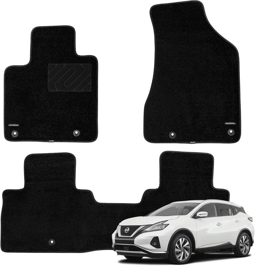 WENNEBIRD Superior Carpet Floor Mats for 2015-2024 Nissan Murano (Not for 2025), 0.6-Inch Ultra-Thick, Noise-Reducing, All-Weather Waterproof Anti-Slip 3-Pc Set