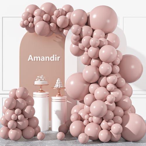 Amandir 153pcs Dusty Pink Balloons Arch Garland Kit Different Sizes 18 12 10 5 Inch Rose Boho Blush Lilac Pink Latex Balloon for Princess Birthday Wedding Anniversary Bachelorette Party Decorations