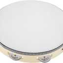 Tambourine for adults 10 inch Hand Held Drum Bell Birch Metal Jingles Percussion Gift Musical Educational Instrument for Church KTV Party (10 inch)