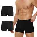 Battewa Incontinence Underwear for Men Washable Briefs Light Absorbent Leak Proof Underwear Urine 50ml, Mens Cotton Boxers Pack of 2 (Black,Medium)