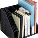 Deli Collapsible Magazine File Holder, Desk Organizer Document Folder for Office Organization and Storage, 3 Vertical Compartments, Dark Grey