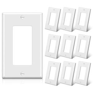 BESTTEN 10 Pack 1-Gang Decorator Wall Plate, Standard Size, H4.53” x W2.76”, Unbreakable Polycarbonate Outlet and Switch Cover, White, UL Listed