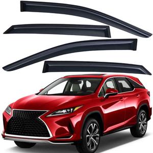 Lightronic Extra Durable Outside Mount Auto Vent Window Visor, Fits 2016-2022 Lexus RX350 & RX450h (EXCLUDES RX350L/RX450hL), UV Protection Rain Guard, Original Wind Deflector, Dark Smoke, 4-Pcs