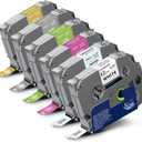 Labelwell 6-Pack 12mm 0.47 Laminated Multi Color Compatible for TZe-231 TZe231 MQ531 MQP35 MQG35 MQL35 MQ835 TZ Tape for P Touch PT-H110 D210 D220 D400, White/Blue/Blue/Green/Sliver/Gold