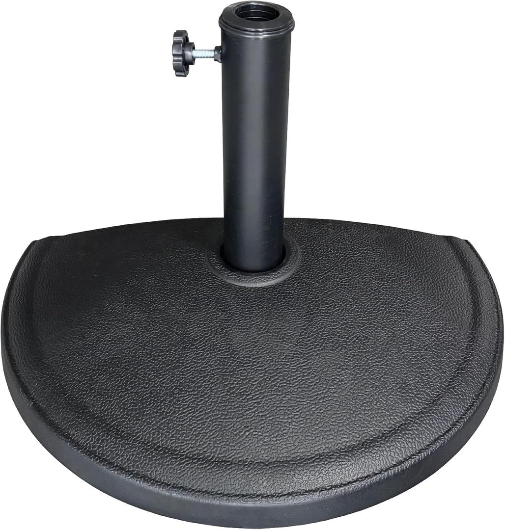 US Weight Half Round 20 lb Patio Umbrella Base - Adjustable Umbrella Stand for Posts up to 1.9 in - Sun and Weather Resistant - Half Round Design with Textured Surface