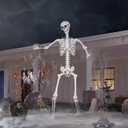 7.9ft Halloween Giant Skeleton, Tall Outdoor Skeleton with Full Body Posable Joints, Scary Plastic Large Skeleton for Halloween Haunted House Spooky Scene Decorations, 1p 7.9ft