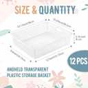 Geetery 12 Pack Classroom Storage Baskets with Handle 14''x10'' Paper Tray Holds A4 Turn in Trays Plastic Paper Baskets Desk Organizer Bin for Classroom, Library, Office, Home (Clear)