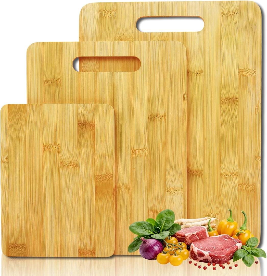 2 x Bamboo Cutting Board Set of 3 with Hanging Holes, Medium