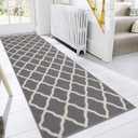 SHACOS Hallway Runner Rugs 2.6x8 ft Washable Long Rug Runner Non Slip Rubber Backing Kitchen Rug Hall Carpet Runner Dirt Trapper Floor Mats for Entryway Bedroom Laundry Room, Light Gray
