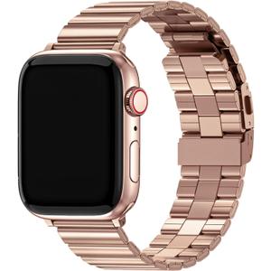 Fullmosa Compatible with Apple Watch Metal Bands 49mm 46mm 45mm 44mm 42mm 41mm 40mm 38mm, Stainless Steel iWatch Band Men Women for Apple Watch Series 11 10 9 8 7 6 5 4 3 2 1, Ultra3/2/1, SE3/2/1 (Rose Gold)