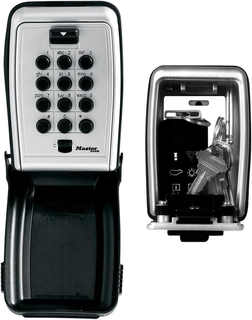 Master Lock Push-Button Key Safe Wall Mounted, Medium 79 x 117 x 52 mm, Outdoor, Mounting Kit, for Home Office Industries Vehicles