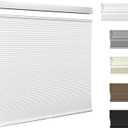 Boolegon Top Down and Bottom Up Blackout Cellular Shades Cordless Honeycomb Blinds for Windows Custom Size, White, Any Size