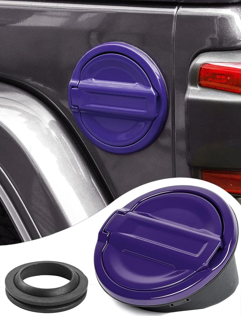 Savadicar Gas Cap Cover, Fuel Filler Tank Door Compatible with 2018-2025 Jeep Wrangler JL JLU 4xe 2 and 4 Door, ABS + Aluminum Alloy Structure, Replacement Accessories, Purple
