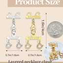 3 x Kcctoo Lucky Necklace Connectors for Multiple Necklace Layering Clasps 18K Gold and Silver Womens Jewelry Separators