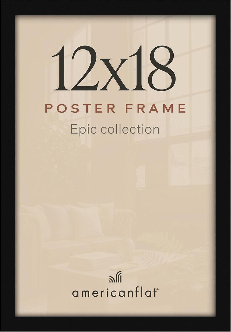 Americanflat 12x18 Poster Frame, Black