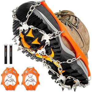 Crampons Ice Cleats Traction Snow Grips for Boots Shoes Women Men Anti Slip 19 Stainless Steel Spikes Safe Protect for Hiking Fishing Walking Climbing Mountaineering (Medium)