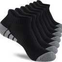 7 Pairs Mens 100% Cotton Cushioned Ankle Socks, Athletic Performance Running Moisture Wicking Breathable Low Cut Socks (Medium-Large)