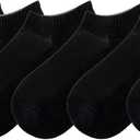 +MD Bamboo Viscose Ankle Socks for Women and Men, Smell Control Breathable Cushioned Sole Casual 6 Pairs Low Cut Socks (Black)