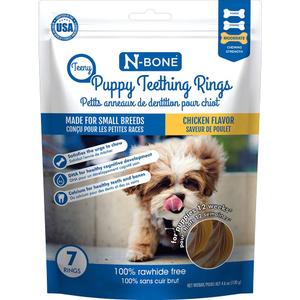 2 x N-Bone Teeny Puppy Teething Rings, Chicken Flavor, Natural Puppy Teething Chews & Treats, 7 Rings (4.6 oz), For Small & Toy Breed Puppies (EXP 10/28/27)