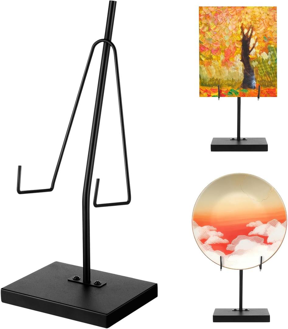 RattanView Black Metal Frame Holder Heavy Duty Sign Holder Vertical Picture Art Painting Display Stand Plaque Poster Stand for Home Restaurant Table Exhibition(12 x 5 x 4 Inches)