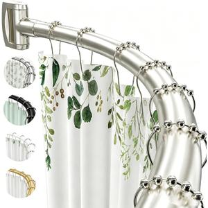 Brushed Nickel Curved Shower Curtain Rod for Bathroom 33-78 In Adjustable Rounded Shower Rod, RustProof Stainless Steel Non-Slip Bowed Shower Rods for Bathtub, Stall Extra Shower Space Need Drilling