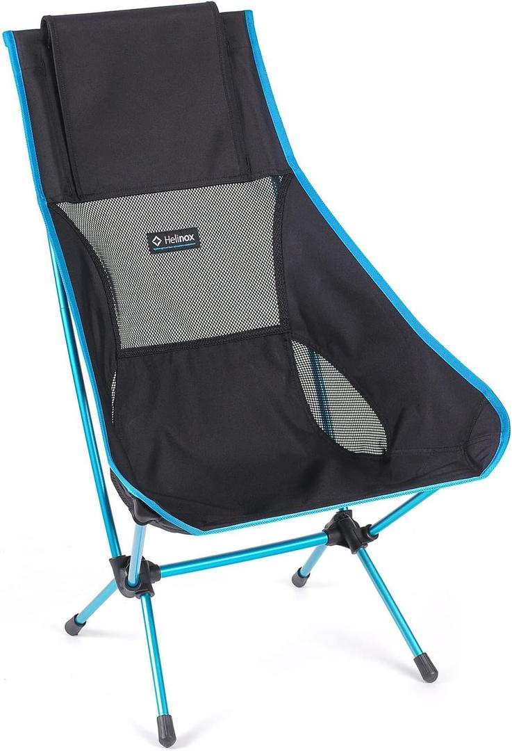 Helinox Chair Two Ultralight, High-Back, Collapsible Camping Chair, Black, with Pockets