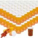 WOPPLXY 100 Pcs Empty Plastic Pill Bottles, 20 Dram Empty Pill Bottles with Caps, Plastic Medicine Bottle, Prescription Medication Vials, Medicine Containers (Orange)