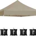 ONTHEWAY 10' x 10' Replacement Canopy Top for Pop Up Tent, Heavy Duty Waterproof Fabric with UV Protection, Instant Canopy Top Cover ONLY (Khaki)