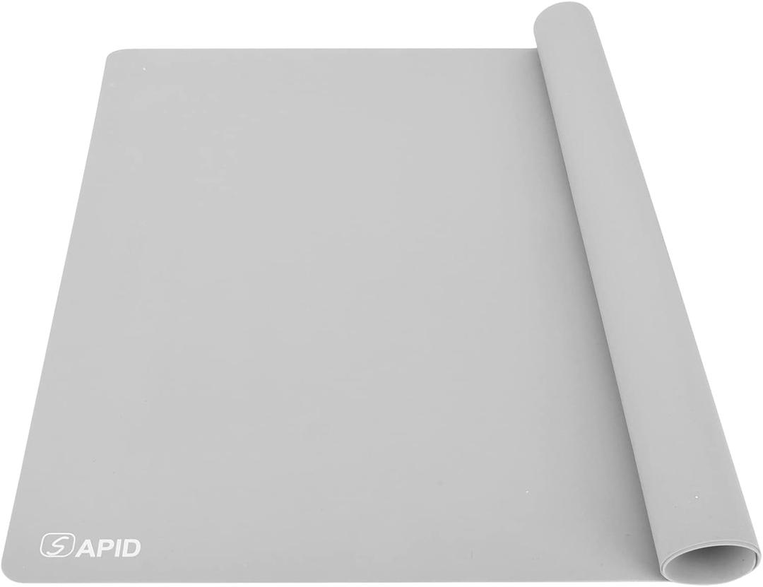 1.5MM Extra Thick Placemats Extra Large Silicone Mat 28" x 20" Heat Resistant Mat for Kitchen Countertop Protector, Washable Place Mats Silicone Mats for Kitchen Counter Mat Table Mat, Grey, Sapid (Gray)