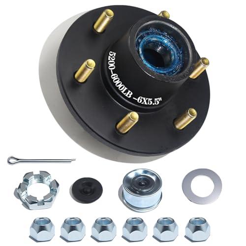 OZISENS 1 Sets 5200-6000lbs Trailer Hub Kits 6 Bolt 5.5,Trailer Axle Kit for 1.25'' to 1.75'' #42 Tapered Spindle,Pre- Lubrication 25580 15123 Bearings Trailer Idler Hub Kit.