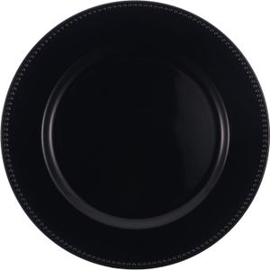 Beaded Round Charger Plates Premium Quality, 12 PACK (black)