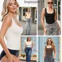 Popilush Tank Tops for Women Sleeveless Square Neck Cute Cami Shirts (White, XS)