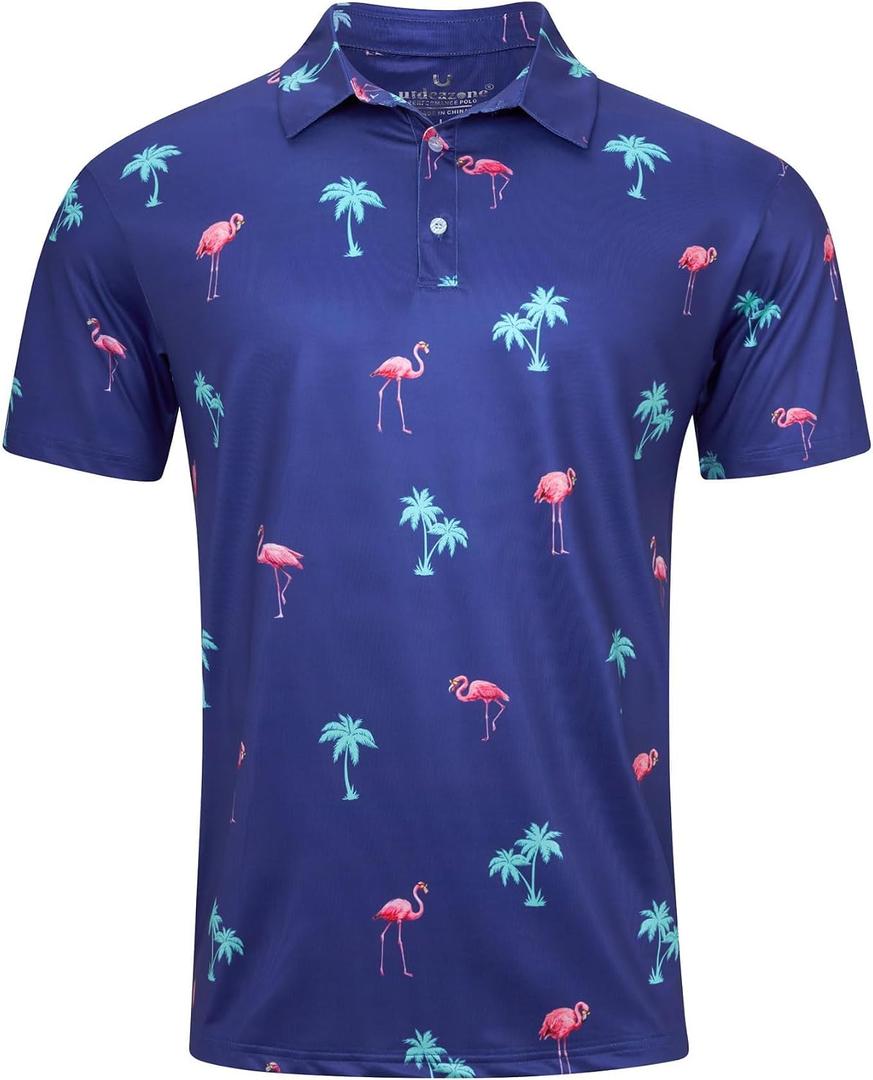 uideazone Men's Funny Polo Shirt Performance Dry Fit Golf Shirt, S-2XL (Blue, M)