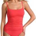 La Blanca Women's One Piece Swimsuit Island Goddess Shirred Side Women's Bathing Suit M