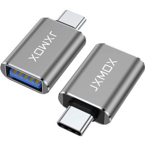 USB C to USB Adapter [2-Pack], Thunderbolt 3 to USB 3.0 OTG Adapter Compatible with MacBook Pro,Chromebook,Pixelbook,Microsoft Surface Go,Samsung Galaxy S10 S20 S21 S22 Ultra,iPhone 15 16 17 Pro Max (Grey)