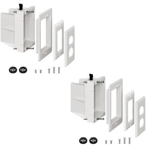 DVFR1W-1 Recessed Outlet Box, 2Pcs Recessed Electrical Box for Wall Mount TV, Outlet Mounting Box for New Construction&Retrofit Projects, Wall Outlet Box with Duplex & Decorator Style Covers,1-Gang