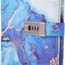 Marble Diary with Lock for Girls and Women, A5 Leather Locked Journal for Teen Girls, Secret Cute Password Lock Notebooks with Pen Holder for Travel Diary Office Notepad (Dark Blue)