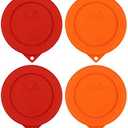 Sophico 1 Cup Round Silicone Storage Cover Lids Replacement for Anchor Hocking and Pyrex 7202-PC Glass Bowls (Container not Included) (Orange - Red)
