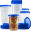 6 Pack Leakproof Freezer Containers for Food with Twist Top Lids - 32 Oz BPA Free Reusable Plastic Soup Containers with Screw On Lids - Ideal for Meal Prep, Leftovers & Pantry Organization