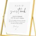 Calculs Wedding Inspo Audio Guest Book Gold Sign Holder Welcome Sign for Photobooth Metal Glass Picture Floating Frames 10x8inches for Party Table Decoration Sign