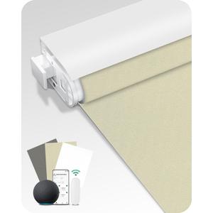 Allesin Motorized Blinds No Drill Automatic Roller Shades with Remote | Rental-Friendly & Easy Install Smart Electric Blackout Window Blinds for Home Office, Living Room Beige 35.5x72